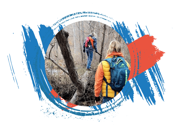 Girl hiking through the surrounding areas of Lake Hopatcong