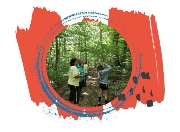 Group hiking through the surrounding areas of Lake Hopatcong