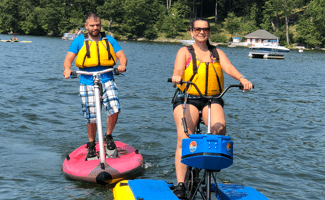 Man and woman on hydrobike